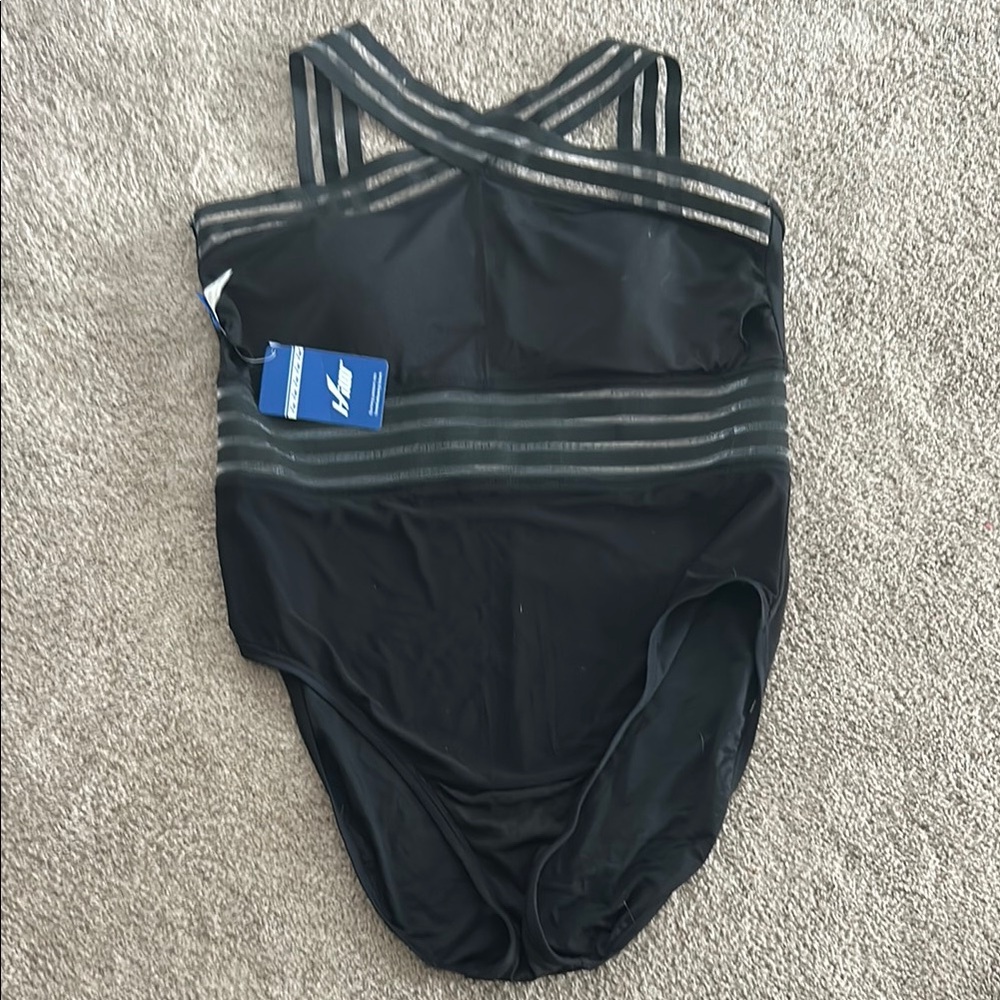 Black One Piece Swimsuit with Strappy Back Design